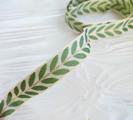 Лента с вышивкой "Веточка" 25 мм, DIY Ribbon's, цена за 1 ярд (90 см), купить - БлагоЛис