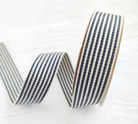 Лента стеганая двуцветная черная 25 мм, DIY Ribbon's, цена за 1 ярд ( 90 см ) , купить - БлагоЛис