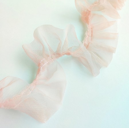 Рюш из сетки 4 см., цвет персиковый, DIY Ribbon's, цена за 1 ярд ( 90 см ), купить - БлагоЛис