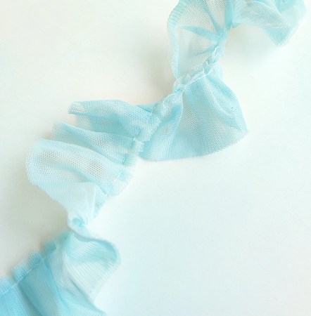Рюш из сетки 4 см., цвет голубой, DIY Ribbon's, цена за 1 ярд ( 90 см ), купить - БлагоЛис