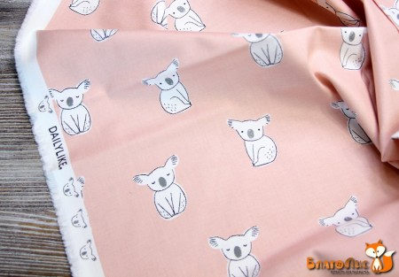 Ткань Dailylike Органик "Коала", 100% хлопок, плотность С20 (165г/м2), отрез 55х45 см   , купить - БлагоЛис