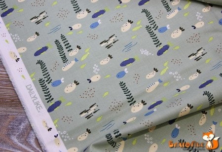 Ткань Dailylike "Рыбки", 100% хлопок, плотность С20 (165г/м2), отрез 55х45 см   , купить - БлагоЛис