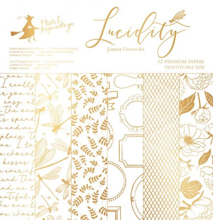 Набор бумаги с золотым напылением Lucidity, 30,5 х 30,5 см, 12 односторонних листов, плотность 240 грамм, ТМ Piatek Trzynastego  , купить - БлагоЛис