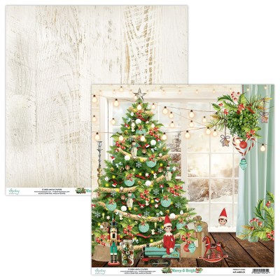 Набор бумаги Merry & Bright, 15 х 15 см, 24 двусторонних листа, плотность 240 грамм, ТМ Mintay by Karola