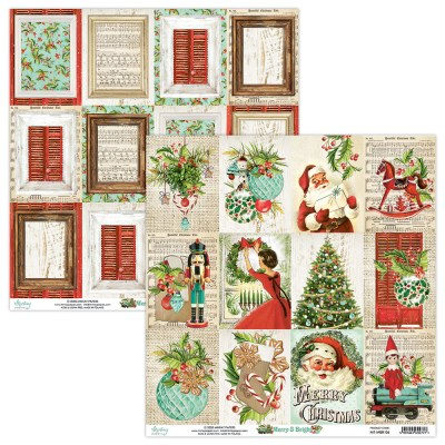 Набор бумаги Merry & Bright, 15 х 15 см, 24 двусторонних листа, плотность 240 грамм, ТМ Mintay by Karola