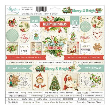 Набор цветного чипборда Merry & Bright, 30,5 х 30,5 см, ТМ Mintay by Karola, купить - БлагоЛис