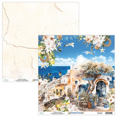 Набор бумаги Mediterranean Heaven, 30,5 х 30,5 см, 12 двусторонних листов + лист для вырезания, плотность 250 грамм, ТМ Mintay by Karola