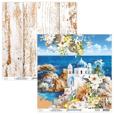 Набор бумаги Mediterranean Heaven, 30,5 х 30,5 см, 12 двусторонних листов + лист для вырезания, плотность 250 грамм, ТМ Mintay by Karola