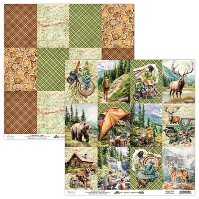 Набор бумаги The Great Outdoor, 30,5 х 30,5 см, 12 двусторонних листов + лист для вырезания, плотность 250 грамм, ТМ Mintay by Karola