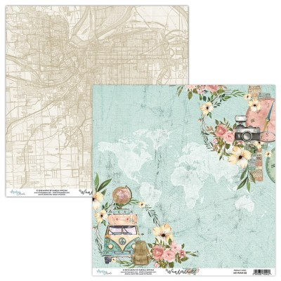 Набор бумаги Wanderlust (Страсть к путешествиям), 30,5 х 30,5 см, 12 двусторонних листов + лист для вырезания, плотность 240 грамм, ТМ Mintay by Karola    