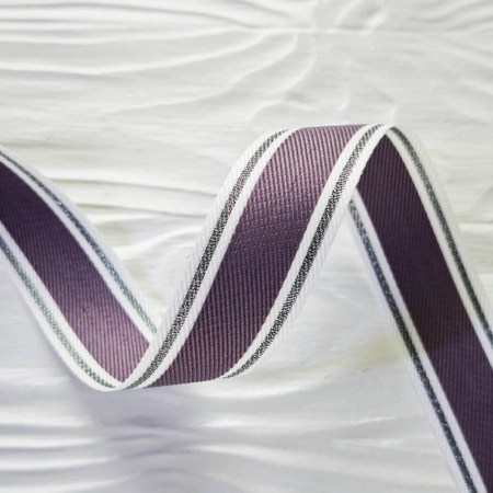 Лента с серебряной строчкой по краю сиреневая 25 мм, DIY Ribbon's, цена за 1 ярд ( 90 см ), купить - БлагоЛис