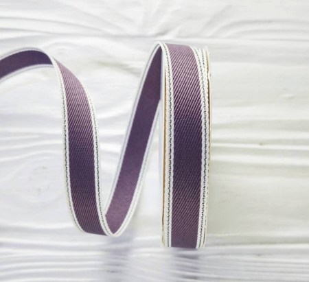 Лента с серебряной строчкой по краю сиреневая 15 мм, DIY Ribbon's, цена за 1 ярд ( 90 см ), купить - БлагоЛис