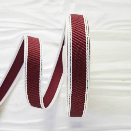 Лента с серебряной строчкой по краю бургундский 15 мм, DIY Ribbon's, цена за 1 ярд ( 90 см ), купить - БлагоЛис