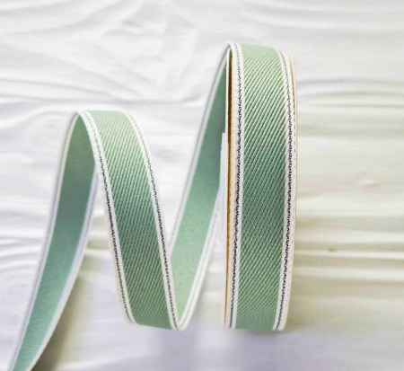 Лента с серебряной строчкой по краю яйцо дрозда 15 мм, DIY Ribbon's, цена за 1 ярд ( 90 см ), купить - БлагоЛис