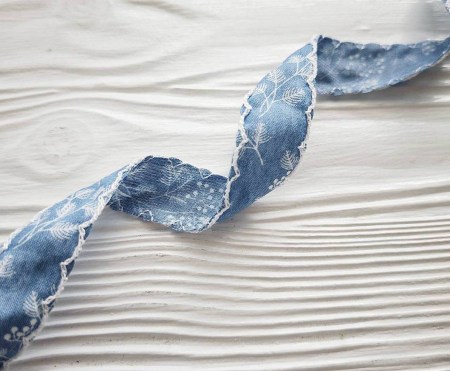 Тесьма с рисунком, голубой джинс, 25 мм., цена за 1 ярд (90 см), купить - БлагоЛис