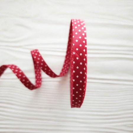 Лента двусторонняя "Горошки", красная, 10 мм., цена за 1 ярд (90 см), купить - БлагоЛис