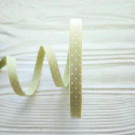 Лента двусторонняя "Горошки", светло-зеленая, 10 мм., цена за 1 ярд (90 см), купить - БлагоЛис