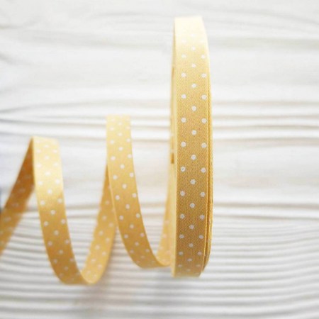 Лента двусторонняя "Горошки", желтая, 10 мм., цена за 1 ярд (90 см) , купить - БлагоЛис