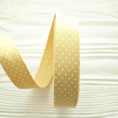 Лента двусторонняя "Горошки", желтая, 25 мм., цена за 1 ярд (90 см), купить - БлагоЛис