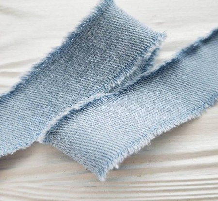 Лента джинсовая с мохристым краем, светло-голубая, 150 см., купить - БлагоЛис