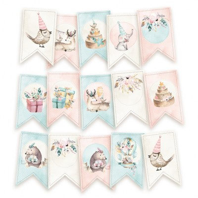Набор декоративных двусторонних флажков Cute & Co., 15 элементов, 6 х 10 см, плотность 240 грамм, ТМ Piatek Trzynastego