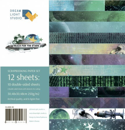 Набор двусторонней бумаги "Reach for the stars", ТМ Dream Light Studio, 30,5х30,5 см, 12 листов, 250 гр., купить - БлагоЛис