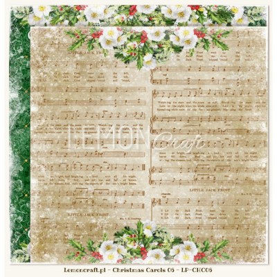 Набор бумаги для скрапбукинга  Christmas Carols, 6 двусторонних листов, 30,5 х 30,5 см, плотность 200 г/м2, ТМ Lemoncraft   