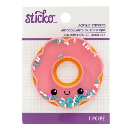 Акриловый стикер с шейкером Happy Donut, 6 см, Sticko, купить - БлагоЛис