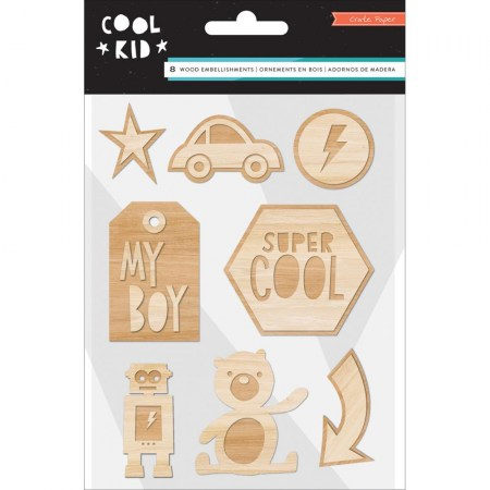 Набор деревянных украшений Cool kid, 8 элементов, Crate paper, купить - БлагоЛис
