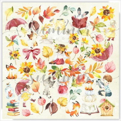 Набор двусторонней бумаги Autumn stories, 10 листов + 1 бонус, 30,5 х 30,5 см, 190 г, ТМ Summer Studio