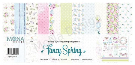 Набор односторонней бумаги 30,5x30,5 см, 190 грамм Mona Design Fancy Spring, 12 листов, купить - БлагоЛис