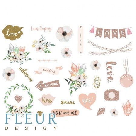 Лист для вырезания, коллекция "Скажи "Да"!", формат А4, плотность 190 гр, Fleur design, купить - БлагоЛис