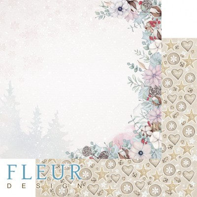 Набор бумаги "Снежная акварель" 30,5 х 30,5 см, 12 двусторонних, Fleur Design