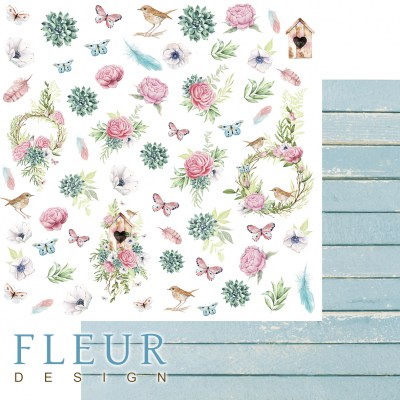 Набор бумаги "Дыхание весны" 30,5 х 30,5 см, 12 двусторонних листов, Fleur Design  