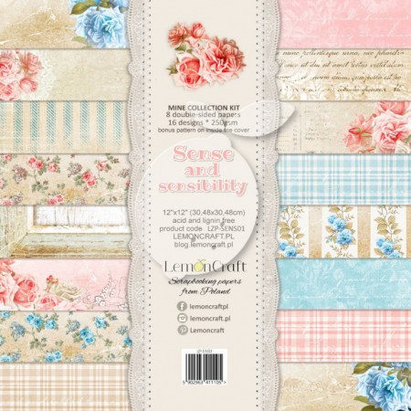 Набор бумаги для скрапбукинга Sense and sensibility, 8 двусторонних листов, 30,5 х 30,5 см, плотность 250 г/м2, ТМ Lemoncraft    , купить - БлагоЛис